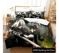 Parure De Lit De Luxe Avec Housse De Couette Et Taie D'oreiller, Motif Anime Nier Automata 2b, Imprime 3d, Pour Garcon S Et Filles, Lit Double, Queen Et King Size