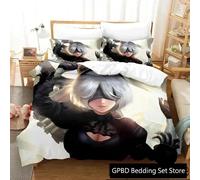 Parure De Lit De Luxe Avec Housse De Couette Et Taie D'oreiller, Motif Anime Nier Automata 2b, Imprime 3d, Pour Garcon S Et Filles, Lit Double, Queen Et King Size