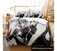 Parure De Lit De Luxe Avec Housse De Couette Et Taie D'oreiller, Motif Anime Nier Automata 2b, Imprime 3d, Pour Garcon S Et Filles, Lit Double, Queen Et King Size