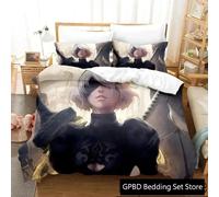 Parure De Lit De Luxe Avec Housse De Couette Et Taie D'oreiller, Motif Anime Nier Automata 2b, Imprime 3d, Pour Garcon S Et Filles, Lit Double, Queen Et King Size