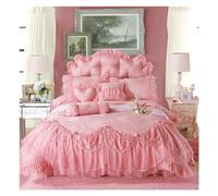 Parure de lit de Luxe en Satin Jacquard, 4 pièces, Motif Princesse, Queen, King, Beige, avec Volants en Dentelle, Housse de Couette, Couvre-lit, Jupe de lit