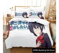 Parure De Lit De Luxe Imprimee En 3d Avec Housse De Couette Et Taie D'oreiller Motif Anime Love, Chunibyo Et Autres Délires