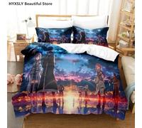 Parure De Lit De Luxe Imprimee En 3d Sword Art Online, Housse De Couette Et Taies D'oreiller En Polyester, Motif Anime, Queen Et King