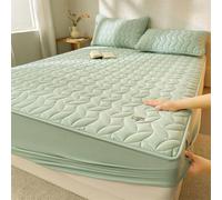 Parure de lit de luxe vert clair 90 x 200 cm avec taie d'oreiller - Parure de lit en coton doux thermique extensible jusqu'à 30 cm de profondeur pour un confort ultime