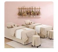 Parure de lit de massage en coton épais haut de gamme, ensemble de 4 draps pour salon de beauté, linge de lit de spa respirant, comprend une taie d'oreiller Beige Square bedside 185*80cm(72.8*31.5in）