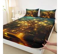 Parure de lit de style mystérieux et magique pour la maison, bibliothèque, poche profonde, housse de matelas moderne sans drap de dessus, taille simple avec 1 taie d'oreiller