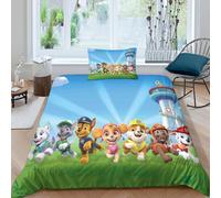 Parure De Lit Dessin Anime Pat'patrouille, Ensemble De Couette Avec Équipe De Chiens, Facile D'entretien, Simple, Ensemble 2 Pieces, 1 Housse De Couette + 1 Piece Assortie