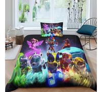 Parure De Lit Dessin Anime Pat'patrouille, Ensemble De Couette Avec Équipe De Chiens, Facile D'entretien, Simple, Ensemble 2 Pieces, 1 Housse De Couette + 1 Piece Assortie