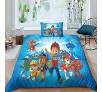 Parure De Lit Dessin Anime Pat'patrouille, Ensemble De Couette Avec Équipe De Chiens, Facile D'entretien, Simple, Ensemble 2 Pieces, 1 Housse De Couette + 1 Piece Assortie