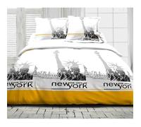 Parure de lit - DH - New-York City - 100% coton - 4 pièces - Lavable