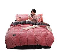 Parure de lit d'hiver en polaire velours double face - Housse de couette en flanelle (A2, 220 x 240 + 50 x 75 cm)