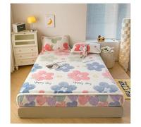 Parure de lit d'hiver en Velours Corail épais et Chaud, Couvre-lit Double, Housse Matelas antidérapante, Drap-Housse avec 2 taies d'oreiller(006,150x200cm-3pcs Set)