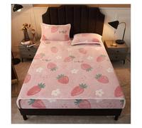 Parure de lit d'hiver en Velours Corail épais et Chaud, Couvre-lit Double, Housse Matelas antidérapante, Drap-Housse avec 2 taies d'oreiller(007,150x200cm-3pcs Set)