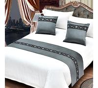 Parure de Lit D'hôtel avec Chemin de Lit Et Coussin Couvre-lit Matelassé Serviette D'extrémité Lit pour Grand Lit Double Simple King Size 50x210cm (for 1.5m Bed)