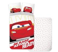 Parure de Lit Disney Cars, Lit Junior ou Bébé, Housse de Couette 100x135 cm + Taie d'oreiller 40x60 cm, 100% Coton, Flash McQueen
