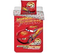Parure de lit Disney Cars pour lit Junior | Housse de Couette 100x135 cm & taie d’Oreiller 40x60 cm, 100% Coton | Literie Douce et Respirante | Set de lit Lightning McQueen pour Enfants