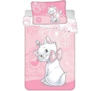 Jerry Fabrics Parure de Lit Marie Aristochats, 100% Coton, Housse de Couette 100x135 cm et Taie d'oreiller 40x60 cm, Rose