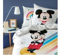 Parure de lit Disney Mickey Mouse - Housse de couette + taie d'oreiller 100% coton