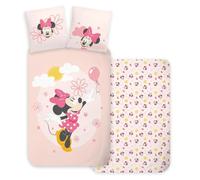 Parure de Lit Disney Minnie Bébé, 100% Coton, Housse de Couette 100x135 cm + Taie d'Oreiller 40x60 cm
