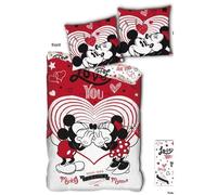 Parure de lit - Disney - Minnie et Mickey Love You - 140x200 cm - Microfibre - Lavable en machine