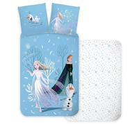 Parure de Lit Disney Reine des Neiges, Housse de Couette Réversible Frozen 100x135 cm + Taie d'oreiller 40x60 cm, 100% Coton