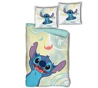 Parure de Lit Disney Stitch 100% Coton, Housse de Couette Réversible 140x200 cm + Taie d'oreiller 65x65 cm