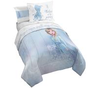Parure de lit double 5 pi ces Jay Franco Disney Frozen 2 Elsa Color Block - Comprend une couette et un drap r versibles - Microfibre ultra douce
