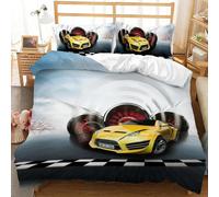 Parure De Lit Double Avec Housse De Couette Et Motif De Voiture De Course, Motif Flamme Rouge Ardente, Motif Voiture De Sport 3d, King Size, 2/3 Pieces, Housse De Couette En Polyester