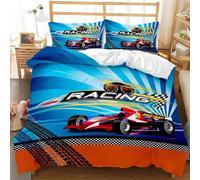 Parure De Lit Double Avec Housse De Couette Et Motif De Voiture De Course, Motif Flamme Rouge Ardente, Motif Voiture De Sport 3d, King Size, 2/3 Pieces, Housse De Couette En Polyester