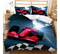 Parure De Lit Double Avec Housse De Couette Et Motif De Voiture De Course, Motif Flamme Rouge Ardente, Motif Voiture De Sport 3d, King Size, 2/3 Pieces, Housse De Couette En Polyester