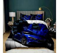 Parure De Lit Double Avec Housse De Couette Et Motif De Voiture De Course, Motif Flamme Rouge Ardente, Motif Voiture De Sport 3d, King Size, 2/3 Pieces, Housse De Couette En Polyester