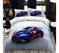 Parure De Lit Double Avec Housse De Couette Et Motif De Voiture De Course, Motif Flamme Rouge Ardente, Motif Voiture De Sport 3d, King Size, 2/3 Pieces, Housse De Couette En Polyester