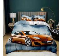 Parure De Lit Double Avec Housse De Couette Et Motif De Voiture De Course, Motif Flamme Rouge Ardente, Motif Voiture De Sport 3d, King Size, 2/3 Pieces, Housse De Couette En Polyester