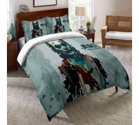 Parure De Lit Double Avec Housse De Couette Eu-Vv, Motif Joker, Joseph Kerr, Housse De Couette En Microfibre, Fermeture Éclair Et 2 Taies D'oreiller, Bordure Eric