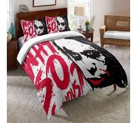 Parure De Lit Double Avec Housse De Couette Eu-Vv, Motif Joker, Joseph Kerr, Housse De Couette En Microfibre, Fermeture Éclair Et 2 Taies D'oreiller, Bordure Eric