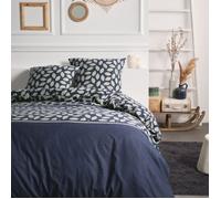 Parure de lit double en flanelle de coton - Bleu - 220 x 240 cm