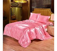 Parure de lit double en satin de soie blanc et noir pour lit simple d'été - Kit de literie de luxe en Chine - Parure de lit tendance 100 % pure soie satinée (couleur : C, taille : King) (C King)