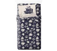 Parure de lit double Jay Franco One Piece - Ensemble de literie nautique anim 3 pi ces avec taie d'oreiller - Draps en microfibre bleu ultra doux