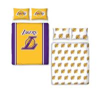 Parure de lit double officielle NBA motif Los Angeles Lakers | Housse de couette réversible 2 côtés Produit officiel Basketball avec taies d'oreiller assorties | Parure de lit double | Polycoton