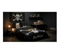 Parure de Lit Double One Piece 240x220 cm + 2 Taies 63x63 cm 100% Polyester Réversible | Jolly Roger Luffy | Licence Officielle