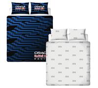 Parure de lit double Oracle Red Bull Racing sous licence officielle | Design automatique réversible 2 côtés bleu avec taies d'oreiller assorties | Polycoton