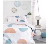 Today Parure de lit double Sunshine en coton imprimé demi disque Blanc/Bleu/Rose 220 x 240 cm