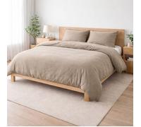 Parure de lit - DOUCEUR D'INTÉRIEUR - Sienna Sable - Double face gaze de coton & coton 57 fils - 260x240 cm - Boutons pression