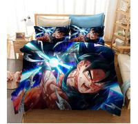 Parure de lit Dragon Ball Goku - Housse de couette et taie d'oreiller - Impression 3D - Microfibre 140x200cm