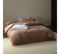 Parure De Lit Drap Plat 2 Personnes Draps Et Taies D'oreillers Housse De Couette Et Taies d'oreiller Coton Doux Et Confortable Lavable en Machine Printemps Automne Hiver (Brown 2,1.8)