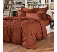 parure de Lit -Draps- 4 piéces unie 100% Percale de Coton Peigné - 80 Fils/cm² 1 drap plat 1 drap housse 160 x 200 cm -2 taIes d'oreiller 65 x 65 cm Certifié Oeko-TEX LUXURY QUALITE (TERRACOTTA)