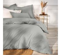 parure de Lit -Draps- 4 piéces unie 100% Percale de Coton Peigné - 80 Fils/cm² 1 drap plat 1 drap housse 160 x 200 cm -2 taIes d'oreiller 65 x 65 cm Certifié Oeko-TEX LUXURY QUALITE (GRIS CLAIR)