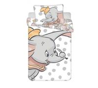 Jerry Fabrics Parure de lit bébé Dumbo Dots 100% coton Housse à zip 100x135 cm + taie 40x60 cm