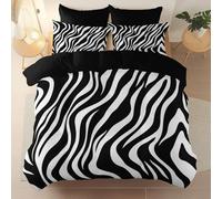 Parure de Lit Élégance Animaux Rayures Zébrées Thème, Noir Housse de Couette en Microfibre Légère, Ensemble Réversible avec Fermeture Éclair pour Été Fille Enfant Ado, 140 x 200 cm