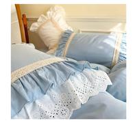 Parure De Lit Élégante À Volants Style Vintage, Blanche Et Bleue, Pour Lit Double, Queen Size, King Size, Avec Jupe De Lit Élastique Et Volants, Lit De Luxe Dans Un Sac, Bleu, King Size, 4 Pièces